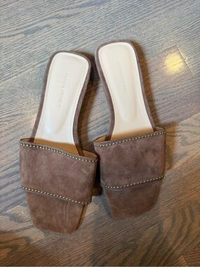 Banana Republic Brown Suede Studded Slide Mules
